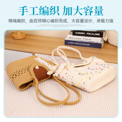 新款復古手提大容量托特包百搭絲巾草編包編織包托特包女沙灘包 新款復古手提大容量托特包百搭絲巾草編包編織包托特包女沙灘包