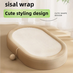 大號劍麻貓抓盆橢圓形貓抓板貓窩一體麻繩盆貓咪磨爪神器