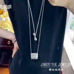 HABI同款中古編織包長款項鍊 小衆個性冷淡風中古項鍊 長款毛衣鏈