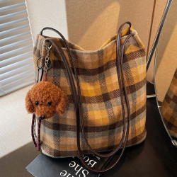 大容量編織包包2024秋冬新款時尚托特包女ins秋冬百搭單肩水桶包