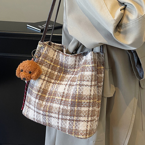 大容量編織包包2024秋冬新款時尚托特包女ins秋冬百搭單肩水桶包