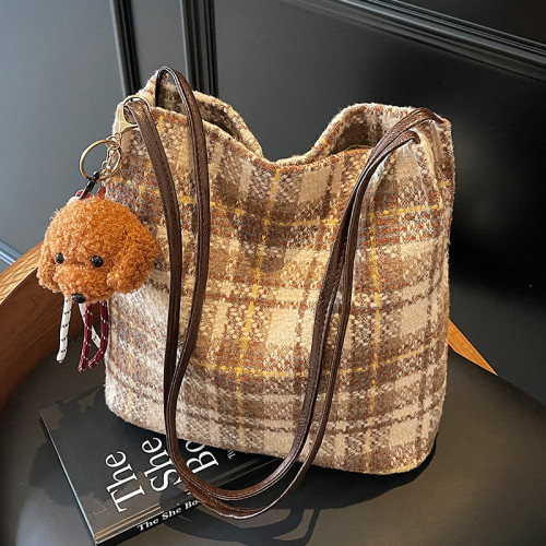 大容量編織包包2024秋冬新款時尚托特包女ins秋冬百搭單肩水桶包