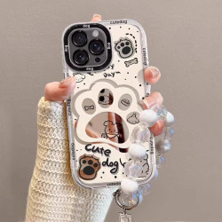 呆萌狗爪印適用蘋果17promax手機殼iphone15pro卡通奶油鏡面14/13