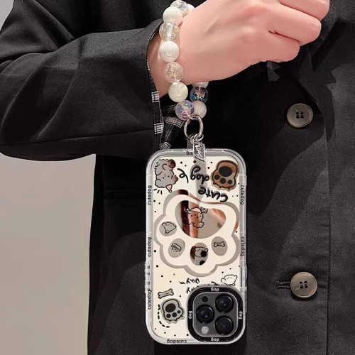呆萌狗爪印適用蘋果17promax手機殼iphone15pro卡通奶油鏡面14/13