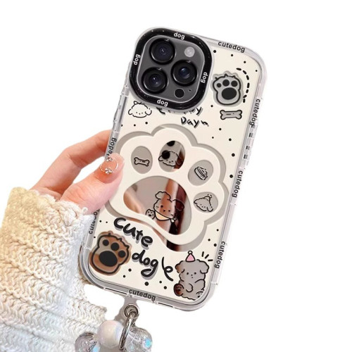 呆萌狗爪印適用蘋果17promax手機殼iphone15pro卡通奶油鏡面14/13