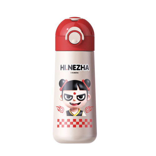 網紅哪吒水杯兒童保溫杯316L不鏽鋼學生幼兒園上學專用吸管喝杯子