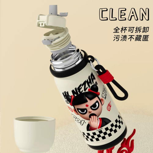 網紅爆款哪吒魔童閙海保溫杯學生專用喝水杯子高顔值戶外可攜式水杯