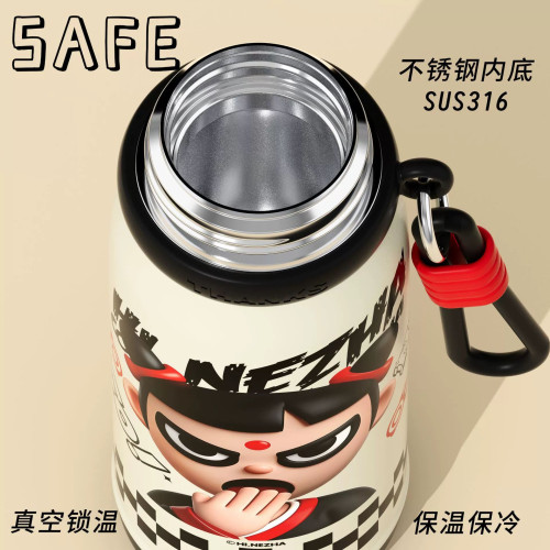 網紅爆款哪吒魔童閙海保溫杯學生專用喝水杯子高顔值戶外可攜式水杯