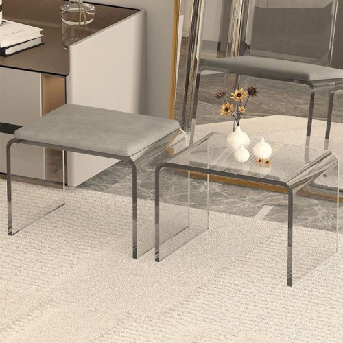 亞克力小凳子簡約網紅透明家用矮凳創意浴室凳客廳輕奢換鞋凳妝凳 亞克力小凳子簡約網紅透明家用矮凳創意浴室凳客廳輕奢換鞋凳妝凳