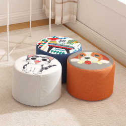 布藝沙發凳家用門口換鞋凳可愛布藝圓凳懶人茶幾凳沙發軟座矮凳子