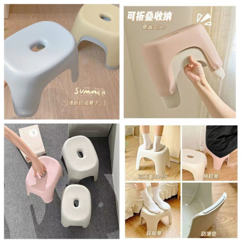 小凳子家用結實耐用可曡放換鞋凳門口可坐浴室馬桶腳凳兒童小矮凳