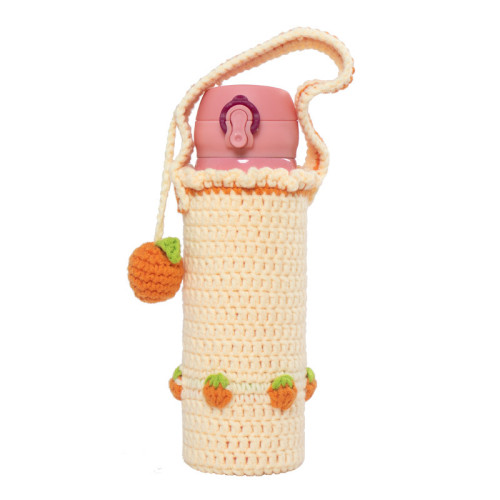 杯套斜背長背帶保溫杯玻璃杯通用保護套毛線可愛手工鉤織水杯套 杯套斜背長背帶保溫杯玻璃杯通用保護套毛線可愛手工鉤織水杯套