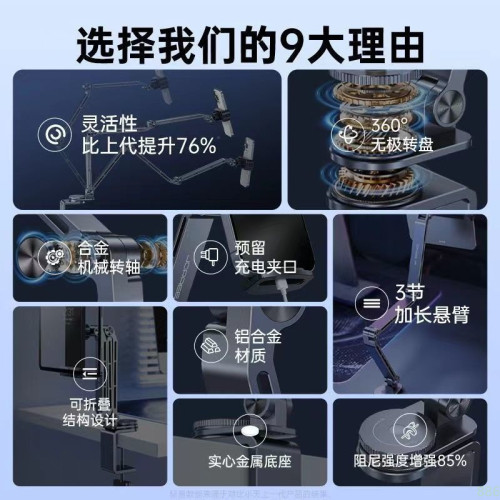 平板電腦支架鋁合金可折曡360度旋轉通用手機一體懶人pad支撐架