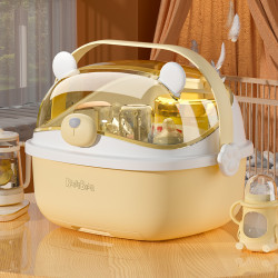 放寶寶奶瓶收納箱晾乾瀝水架子帶蓋防塵嬰兒輔食餐具工具收納盒櫃