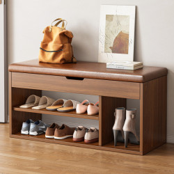 家用門口鞋櫃坐凳一體軟包長條凳入戶鞋架換鞋凳雙層開放式鞋架