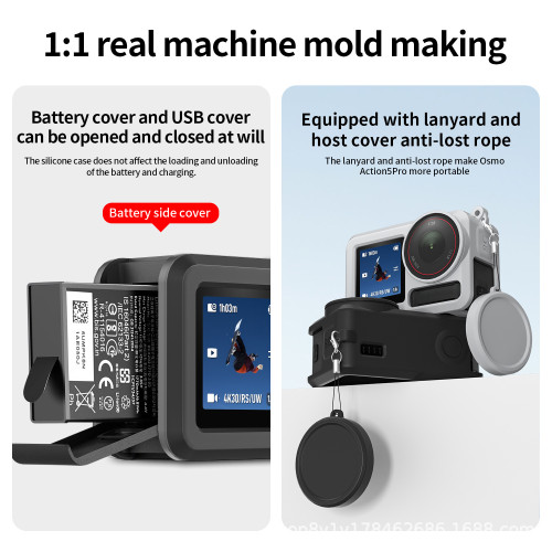 大疆Action 5 pro矽膠套鏡頭蓋鋼化膜套裝配件 大疆Action 5 pro矽膠套鏡頭蓋鋼化膜套裝配件