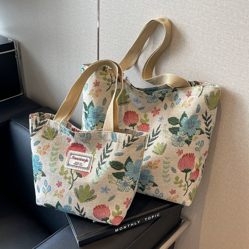 大容量國風帆布包包女2024新款通勤托特包女ins大學生上課單肩包 大容量國風帆布包包女2024新款通勤托特包女ins大學生上課單肩包