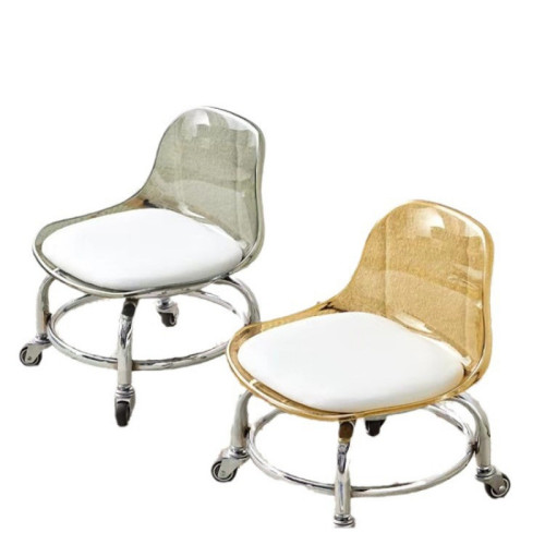 亞克力萬向輪矮凳靜音透明靠背小椅子帶娃滑輪矮凳子網紅換鞋凳子 亞克力萬向輪矮凳靜音透明靠背小椅子帶娃滑輪矮凳子網紅換鞋凳子