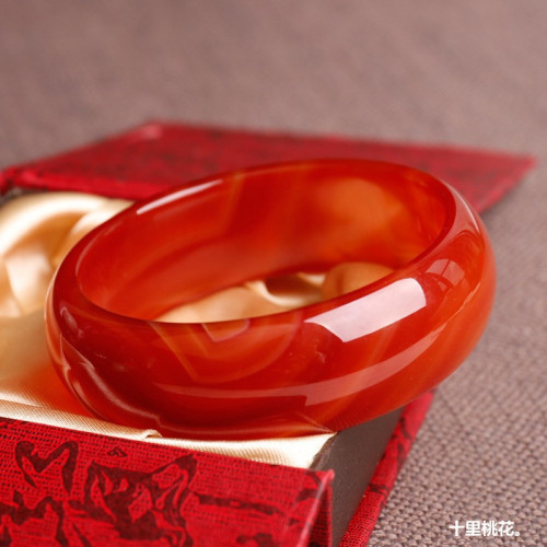 【特價批髮】紅瑪瑙手鐲女加寬加厚時尚花紋玉器紅瑪瑙玉手鐲禮品
