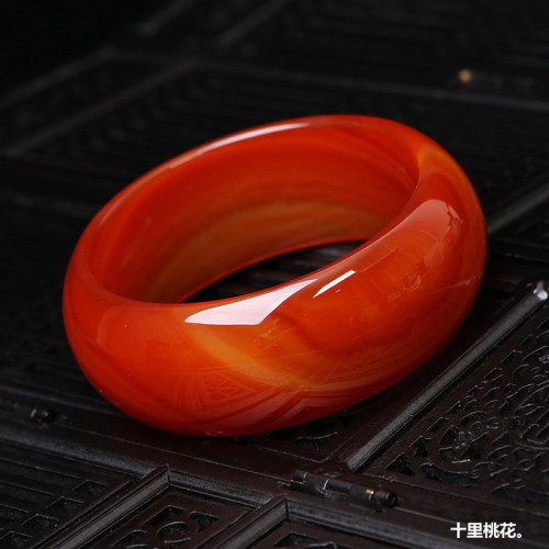 【特價批髮】紅瑪瑙手鐲女加寬加厚時尚花紋玉器紅瑪瑙玉手鐲禮品