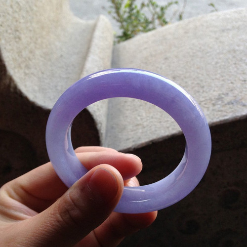 紫羅蘭翡翠手鐲女a貨春彩玉手鐲圓條冰種天然緬甸天然正品高端紫