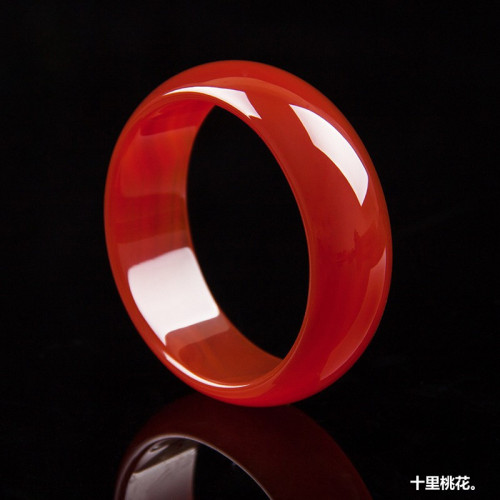 天然正品巴西紅瑪瑙玉手鐲加寬版媽媽款女款少女玉鐲子本命年旺夫