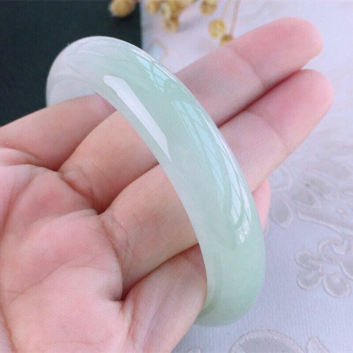 天然緬甸翡翠玉手鐲女冰糯種單色翡翠清透翡翠手鐲貴妃少女款飄花