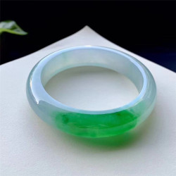 天然翡翠玉手鐲冰糯種白底青正品貴妃鐲冰種飄花女款正圈冰種飄綠
