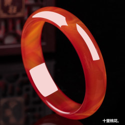 紅瑪瑙玉手鐲女款少女款瑪瑙細條天然正品加寬紅色旺夫真玉手鐲子