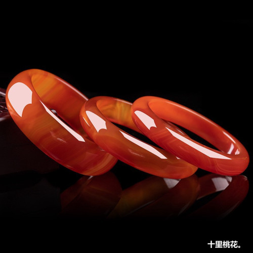 紅瑪瑙玉手鐲女款少女款瑪瑙細條天然正品加寬紅色旺夫真玉手鐲子