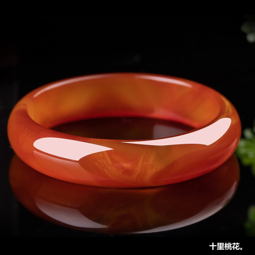 紅瑪瑙玉手鐲女款少女款瑪瑙細條天然正品加寬紅色旺夫真玉手鐲子