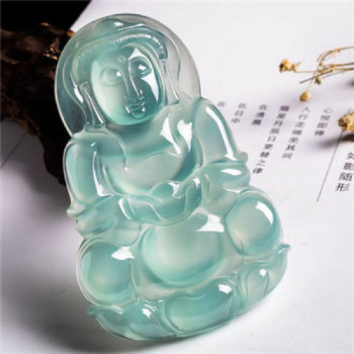 翡翠玉彿觀音吊墜女緬甸天然冰種飄花飄綠精品送禮彿公玉石掛件男
