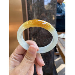 蜜糖黃翡翠手鐲半山半水玉手鐲玉鐲冰種天然貴妃鐲老坑翡翠雞油黃