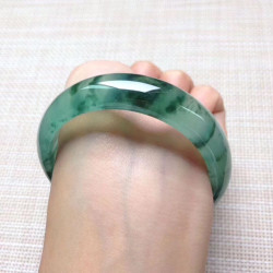 冰種飄花玉鐲子緬甸天然通透女寬版正圈老坑貴妃冰糯種翡翠玉手鐲