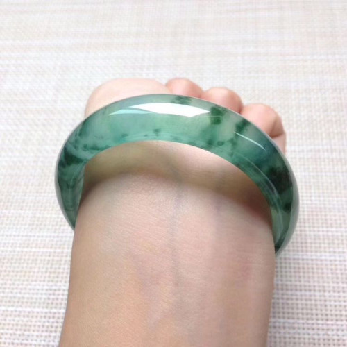 冰種飄花玉鐲子緬甸天然通透女寬版正圈老坑貴妃冰糯種翡翠玉手鐲