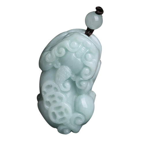 【新品特賣】緬甸翡翠a貨男士招財貔貅玉吊墜項鏈女皮丘玉石簡約