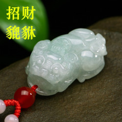 【新品特賣】緬甸玉石貔貅吊墜翡翠項鏈A貨玉貔貅掛件男女款玉墜