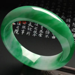 天然緬甸翡翠手鐲少女款冰種飄花陽綠翡翠玉手鐲子冰糯種玉鐲子