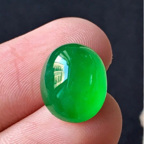緬甸翡翠a貨高冰種陽綠翡翠蛋面戒指小葫蘆戒指蛋面裸石18K金鑲嵌