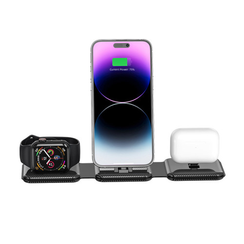 三合一無線充電器適用蘋果手機耳機iWatch1-8代手表 無線充三合一