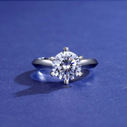 純銀鍍18K金莫桑石鑽可過筆經典六爪正品鑽戒倣真鑽求婚結婚戒指