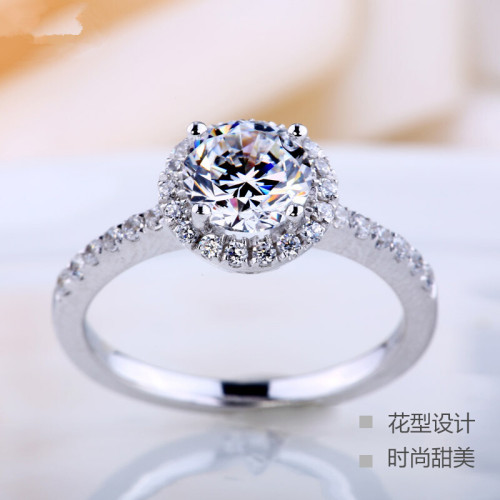 莫桑石倣鑽石戒指1克拉生日禮物送閨蜜女友倣真鑽戒結婚鉑金戒指