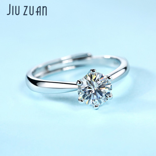 一克拉莫桑石鑽戒925銀戒指女求婚結婚生日禮物莫桑鑽戒指男女款