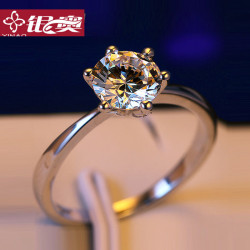 925純銀一克拉鑽戒倣真鑽石戒指男女結婚求婚情侶莫桑石對戒訂婚