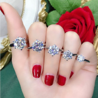18K金時尚莫桑石PT950鉑金T家經典六爪戒指周家六爪鑽戒過鑽筆女