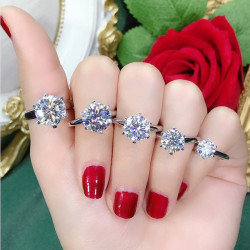 18K金時尚莫桑石PT950鉑金T家經典六爪戒指周家六爪鑽戒過鑽筆女