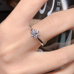輕奢雪吻莫桑鑽求婚婚禮鑽戒一克拉18K金情侶對戒氣質百搭戒指潮