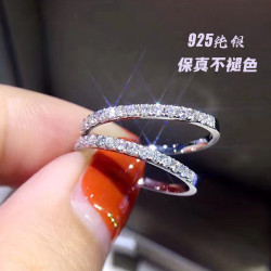 18k白金正品莫桑石戒指D色女1克拉倣真鑽戒婚戒經典六爪鉑金