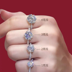 白金時尚莫桑石經典六爪鑽戒女一克拉戒指真金倣真鑲鑽婚戒婚嫁潮