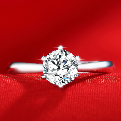 香港莫桑石鑽戒1克拉PT950鉑金情侶對戒男女一對白金訂婚結婚戒指